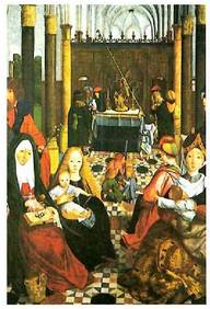 Geertgen tot Sint Jans Haarlemgo eskolako maisuaren Andre Mariaren familra koadroa (Rijksmuseum, Amsterdam).<br><br>